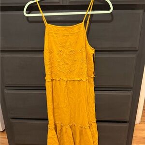 True Craft Mustard Embroidered Maxi Dress